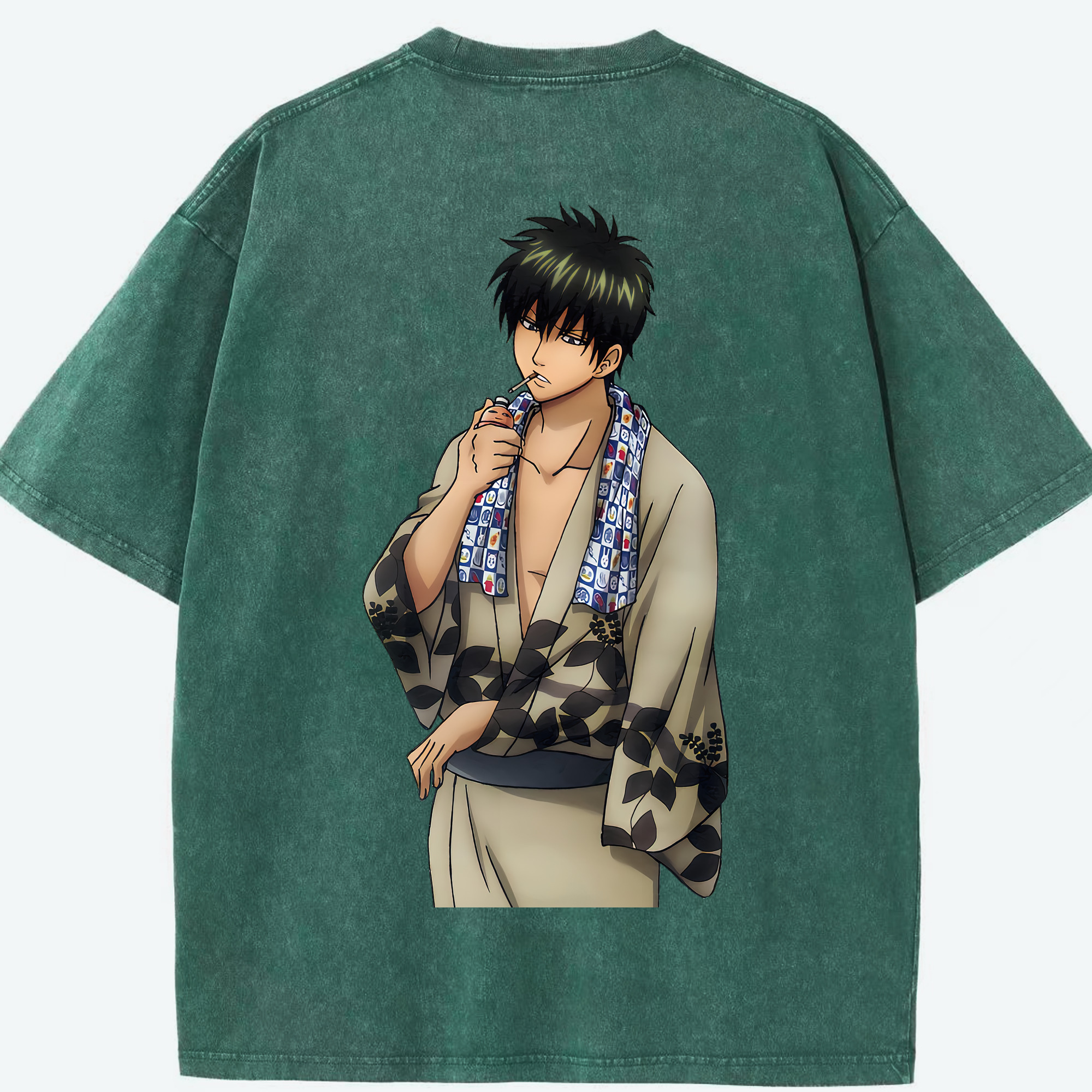 （画像用） ぎんたま 坂田銀時（さかたぎんとき） 神楽 志村新八（しむら しんぱち） GINTAMA Sakata Gintoki Kagura Shimura Shinpachi 綿100% ヴィンテージ風 半袖Tシャツ（背面プリント）